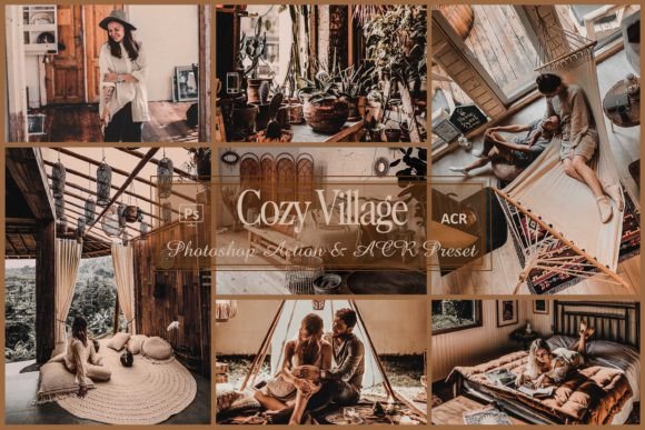 Download 12 Cozy Village Photoshop Actions - Photo Collection