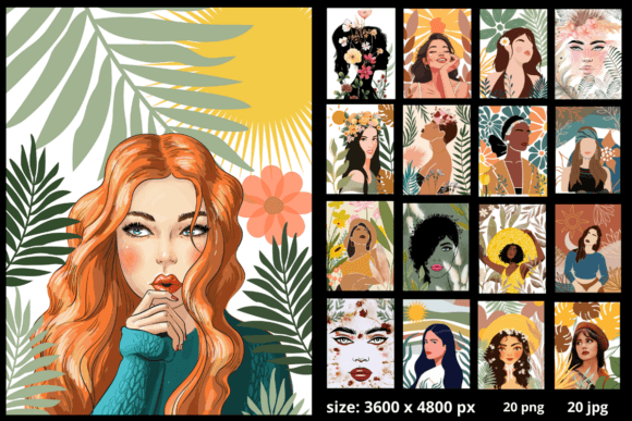 Download Boho Femme Portraits Wall Art - Portraits Collection
