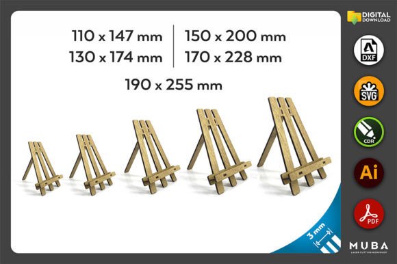 Download 5 Sizes Easel Stand, Photo Frame Svg - Premium Resources