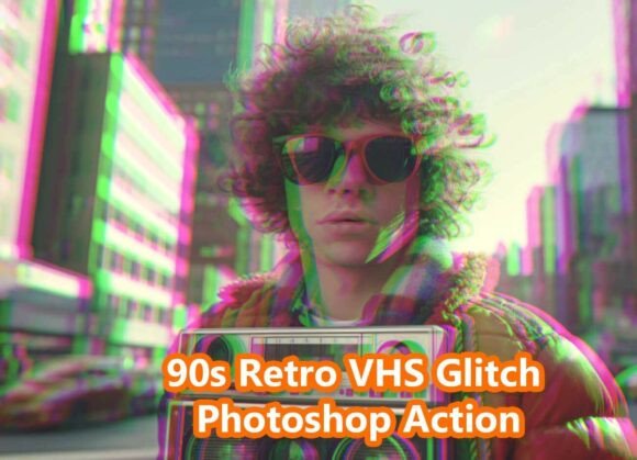 Download 90s Retro VHS Glitch Photoshop Action - Photo Collection